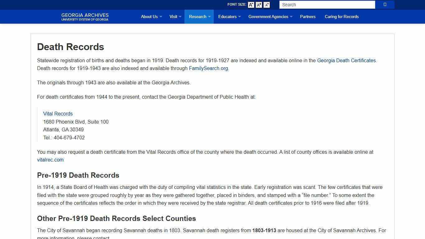 Death Records | Georgia Archives