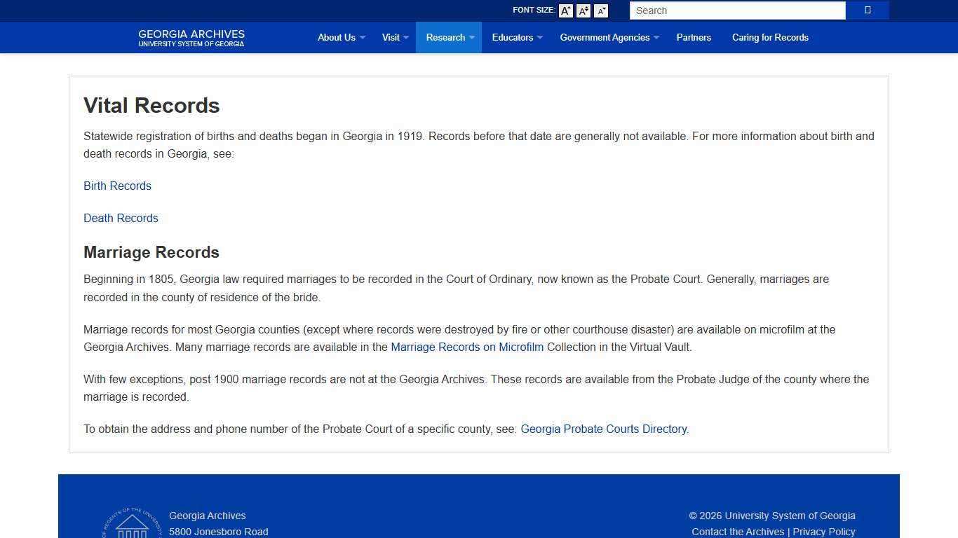 Vital Records | Georgia Archives