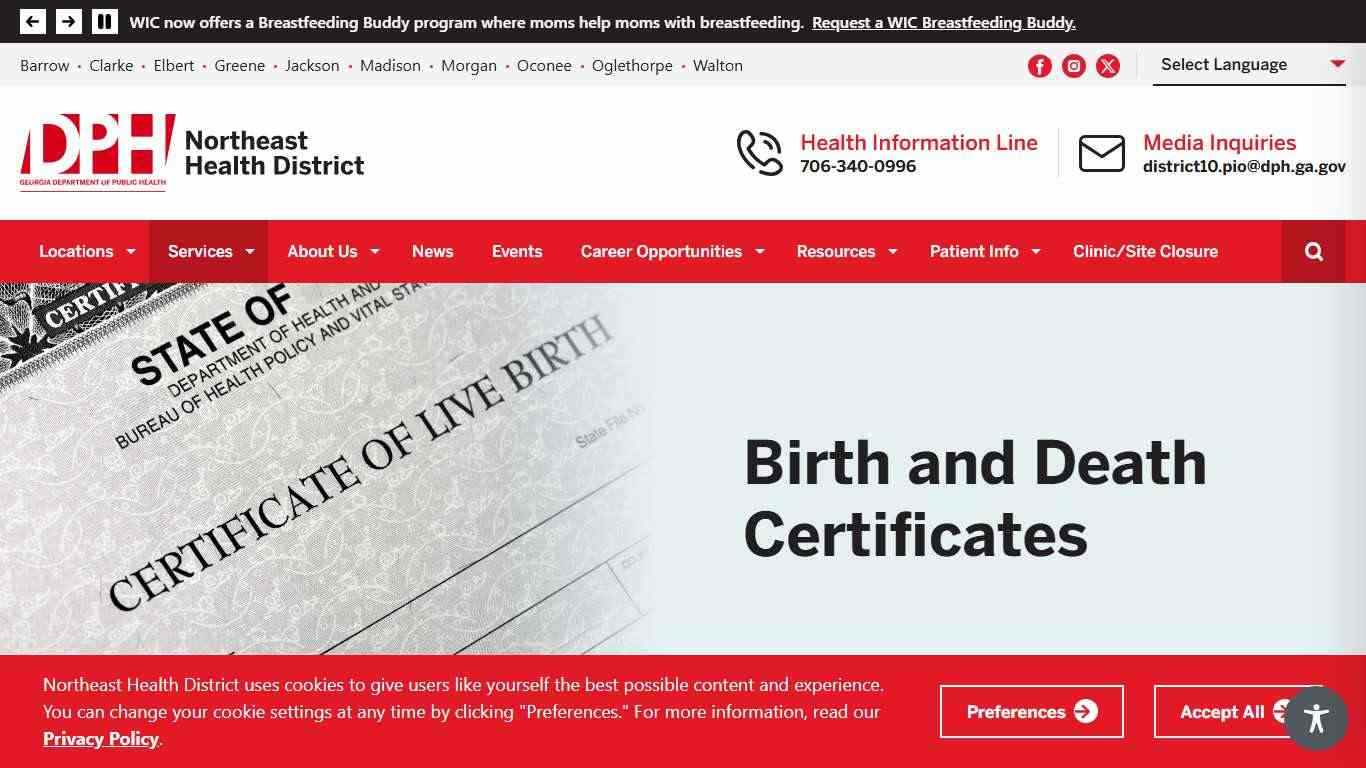 Birth and Death Certificates - Northeast Health District